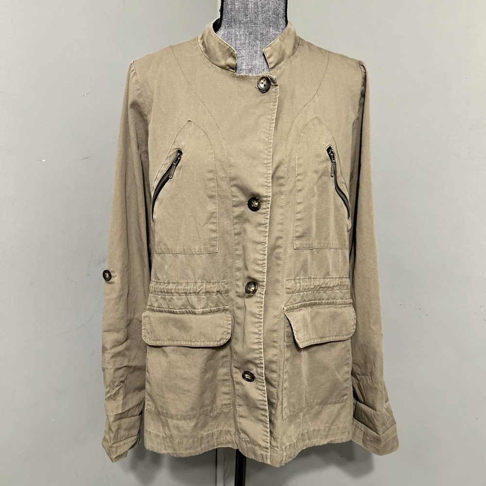 Metaphor Green Button Down Green Lightweight Utility Jacket Size L
